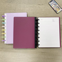 Planificateur personnalisé de luxe en cuir PU avec disques A5 et B5, carnet de notes à spirale de 100 feuilles avec jeu de séparateurs et logo en relief