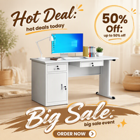 Bureau d'ordinateur en acier robuste de 1,6 m avec rangement, passe-câbles, montage facile, multifonction, mobilier de bureau moderne pour personnel