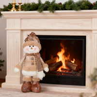 SOTE nouveau Design debout bonhomme de neige portant paillettes chapeau écharpe marron clair jambes rétractables décorations de noël