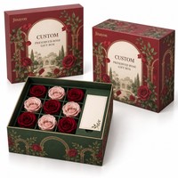 Personalisierte Geschenkbox mit Logo für Valentinstag, konservierte Rose, CMYK-bedruckte, beschichtete Papierbasis und Deckel, Verpackung für Schmuck und Blumen