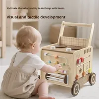 Marche-bébé en bois multifonctionnel Crystal Trending Eco Friendly avec blocs perlés pour l'éveil des tout-petits