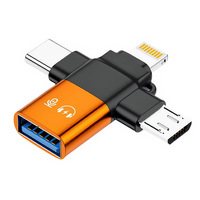Trois-en-un Micro USB type-c USB OTG adaptateur en alliage d'aluminium lecteur Flash convertisseur de téléphone portable iPhone nouvel ordinateur portable OTP caméra