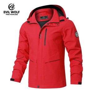 Veste coupe-vent à capuche pour homme Evil Wolf, fine, coupe-vent, avec fermeture éclair, col montant, pour les loisirs en plein air, sport, printemps, décontractée - Product Image 3