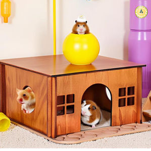 Popolare Giocattolo per Criceti Personalizzato in Legno Massiccio Ecologico, Cabina Triangolare Invernale con Cuscini Morbidi a Bottone, <span class=keywords><strong>Nido</strong></span> per Dormire - Product Image 2