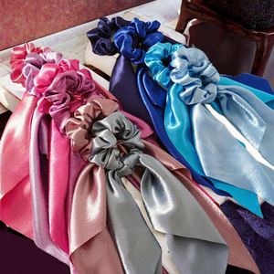 Women Blank Pure Solid Color Fashion Band Accessories Ponytail Shiny Elastic Runchies Hair Ties - Product Image 2