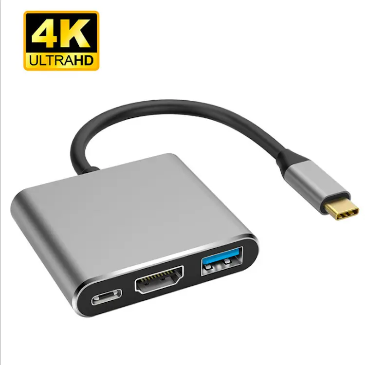 3ใน1 Usb C ถึง4K HDTV Hub Usb3.0 Type C Pd ชาร์จสำหรับ Macbook Pro สำหรับ Nintendo Switch สำหรับ Samsung S20 S21