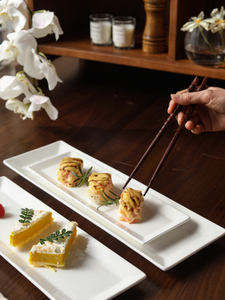 Square <b>Corner</b> Long White Ceramic Plate Multi Size Stackable Sushi Dessert Appetizer Dish Hotel Restaurant Custom Logo Bulk Sale - Product Image 4