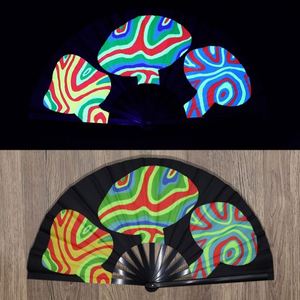 Éventail en bambou artisanal de 33 cm, grand format, style rave, avec décoration florale traditionnelle peinte à la main, pour la maison, les entreprises, cadeau promotionnel, souvenir - Product Image 5