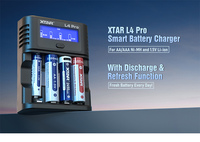 Chargeur de batterie intelligent XTAR L4 Pro, dernière version, 4 emplacements, écran LCD visible, rafraîchissement intelligent, type-C, pour piles AAA AA 1.5V Li-ion 1.2V NI-MH