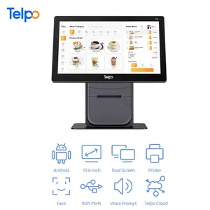 15.6 "computador inteligente ticketing tablet, impressora térmica digital kiosk android