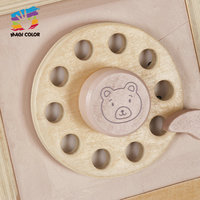 Téléphone rotatif en bois Magicolor Ours, jouet éducatif à numéros à tourner pour jeu d'imitation, pour les 2-10 ans, peinture écologique EN71