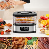 Déshydrateur alimentaire professionnel GDOR à plusieurs niveaux, 5 plateaux empilables faciles à nettoyer, taille unique, noir, pour fruits, poissons, viandes
