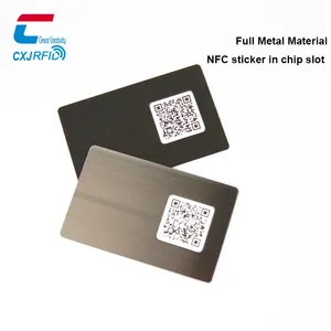 Printable 215/216 nfc cartões inteligentes em branco, impressão personalizada matte preto metal nfc cartões de negócios com embalagem