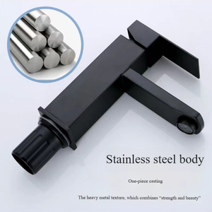 Hiện đại 304 thép không gỉ màu đen Bốn Mặt bồn rửa lạnh và nóng lỗ duy nhất lưu vực vòi nhà phòng tắm tủ bồn rửa vòi - Product Image 5