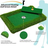 Ensemble de jeu d'eau de pratique de golf de pôle flottant vert de 60x90cm avec trou d'assemblage en plastique et en caoutchouc pour l'entraînement