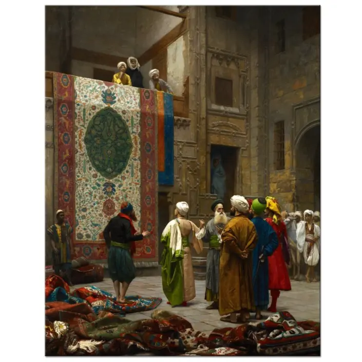 Célèbre Orientalisme Style Tapis Marchand Toile Art Arabe Peinture À L'huile