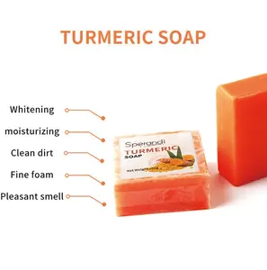 Wholesale Handmade Turmeric Shower Bath Soap Skin Whitening Lightening Anti Acne Deep Cleansing Bleaching Face Soap