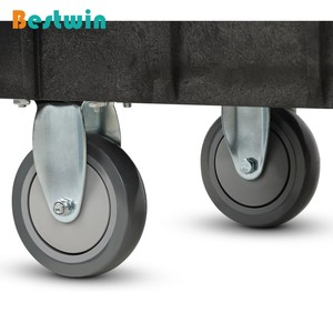 Carro de herramientas de plástico PP para uso en almacén de 2 niveles, carro de servicio pesado con bandeja de estantes profundos - Product Image 3