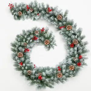 Home Ornaments Holiday New Year Xmas Decorations Christmas Wreath Flower Garland Christmas Decorations Garland with Led Lights