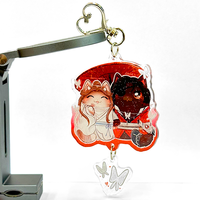 Porte-clés en acrylique mignon de dessin animé, impression double face, pendentif transparent avec chaîne pour la décoration de sac, cadeau promotionnel, souvenir