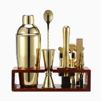 Ensemble d'outils de bar 24 pièces comprenant un support de rangement, des shakers et tous les ustensiles de mélange nécessaires pour la préparation de cocktails