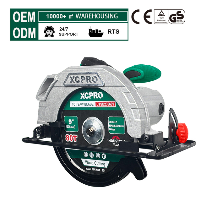 2200W Electric Circular Saw 4500rpm 235mm Blade Aluminum Housing Heavy Duty Cutting Saw with Adjustable Depth & Bevel for Wood