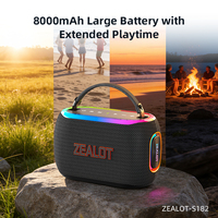 Speaker Party Zealot S182 60W, Suara Stereo Kencang, Tahan Air IPX5 dengan Lampu Ritmis RGB Multi-Warna, Cocok untuk Luar Ruangan, Rumah, dan Pesta