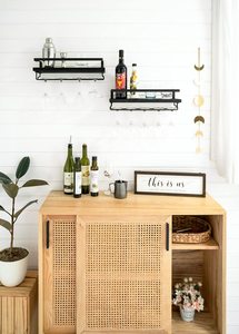 <span class=keywords><strong>Étagère</strong></span> murale flottante en bois rustique pour bouteilles et verres à vin avec support pour verres à pied - Product Image 4