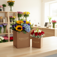 Boîte à fleurs en carton ondulé à 3 couches en matériaux recyclés haut de gamme, durable, pour la livraison de fleurs, boîte à emporter pour fleuristes, boîte à bouquet à emporter en papier