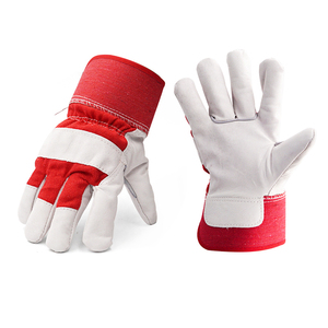 Guantes de trabajo de cuero de seguridad de protección de manos de cuero dividido de vaca resistente - Product Image 1