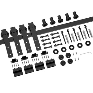 Modern 6.6FT kualitas tinggi pintu ganda kayu hitam Bypass pintu geser Kit perangkat keras pabrik disesuaikan diskon besar sekrup - Product Image 5