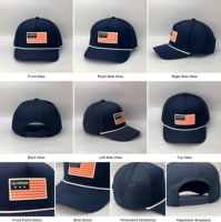 Fabricant de casquettes OEM personnalisées avec patchs en tissu et cordons, incluant casquettes de golf haute performance à 5 panneaux et casquettes de baseball avec patchs en caoutchouc et cordons