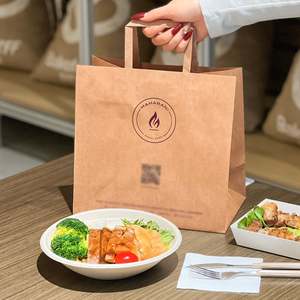 Bolsa de Papel Kraft Marrón Reciclado Personalizada, Ecológica y Desechable para Comida para Llevar de Restaurantes - Product Image 4