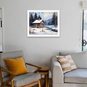 Beauty of Winter Paint by Numbers Kit para adultos-Cabina de madera DIY de Snowy Creek 16x20 pulgadas, regalos de Arte de invierno sin marco - Product Image 4