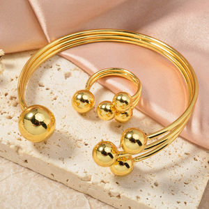 Joyería de Moda, Brazaletes de Bola Entrelazada de Cobre Chapado en Oro de 18K, Anillo para Mujer, Regalos de Boda - Product Image 4