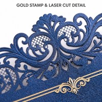 Carte d'invitation de mariage découpée au laser avec estampage à chaud doré, en carton et papier artistique, design personnalisé pour cérémonie, faible MOQ