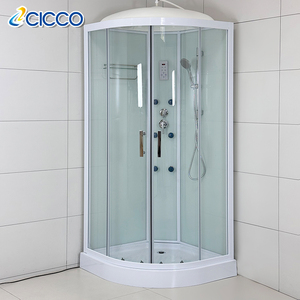 Cabines de douche modernes <span class=keywords><strong>en</strong></span> verre trempé auto-nettoyantes 90x90 cm, blanches, avec receveur de douche - Product Image 6