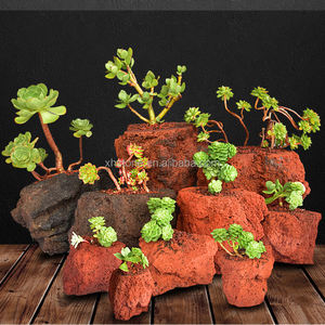 Decoración de jardín al aire libre, macetas de roca de <span class=keywords><strong>piedra</strong></span> de Lava volcánica roja Natural, cuencos de flores, para paisajismo, en venta - Product Image 2