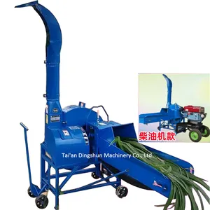 Cow fodder hay and maize corn stalk shredder grinder machine chaff cutter napier grass chopper with diesel engine