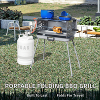 Barbecue de camping portable moderne pour jardin et pique-nique, en acier inoxydable, 3 brûleurs, pour 3 à 5 personnes, avec allumage piézoélectrique, pliable