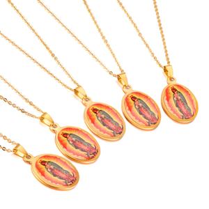 Collar con Colgante Flotante de la Virgen María en Acero Inoxidable, Religioso, Madre Diosa - Product Image 3