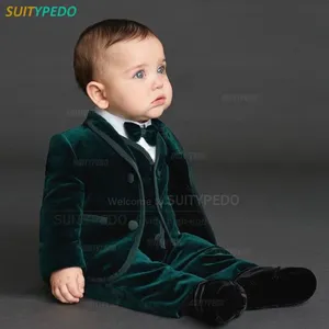 Velours Mode Garçon Costume Ensemble Gilet + <span class=keywords><strong>Pantalon</strong></span> + 3PCS Enfants Gentleman Effectuer Tenue Enfants Costumes Marié <span class=keywords><strong>Mariage</strong></span> Formel Tuxedos - Product Image 1