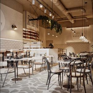 Brutalist Luxury Modern Bakery Yogurt Store Display Counter Custom Bread Stand Shelf Coffee Shop Interior Design LED Lighting - Product Image 3