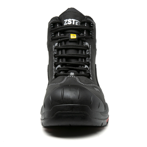 Scarpe Antinfortunistiche Nere Leggere Traspiranti Impermeabili in Pelle con Puntale in Fibra di Vetro per Uomo da Lavoro e Suola in Gomma - Product Image 4