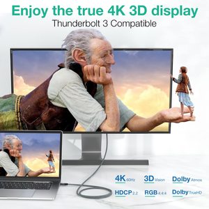 Syong USB C để cáp HDMI 1.5/1.8/3M | 4K60hz | USB 3.1 Loại C để dây 2.0 HDMI cho văn phòng nhà, <span class=keywords><strong>Thunderbolt</strong></span> 3/4 tương thích - Product Image 3