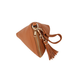 Pyramid Shape Tassel <b>Wristlet</b> Leather Bag - Product Image 2