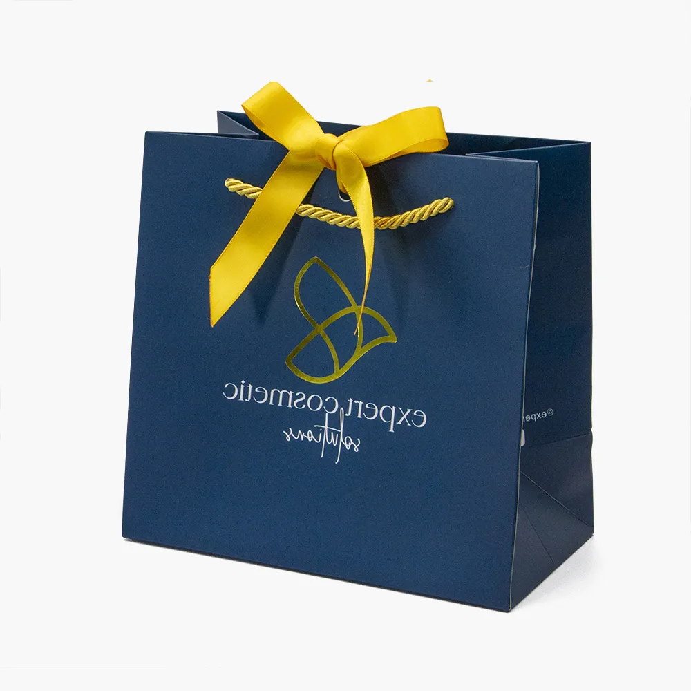 Sacchetti regalo personalizzati all'ingrosso con manico Shopping sacchetto di carta riciclata con stampa Logo produttori shopper Bag