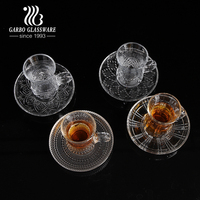 Ensemble de verres à thé transparents Offre Spéciale Ramadan avec soucoupe arabe Dubaï gravure populaire thé café tasse à boire 12 pièces ensemble de tasses à thé en verre
