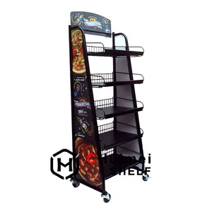 Étagères d'épicerie sur pied douane d'usine pour croustilles sac en plastique biscuits pain présentoirs - Product Image 1