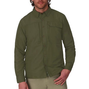 Polo de pêche à col boutonné, imprimé camouflage poisson, séchage rapide, fermeture éclair, design ventilé personnalisé, idéal par temps froid, très bien noté. - Product Image 1
